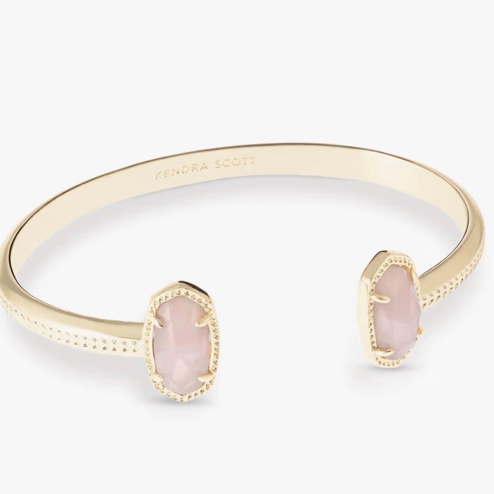 Kendra Scott Elton Gold Cuff Bracelet in Rose Quartz